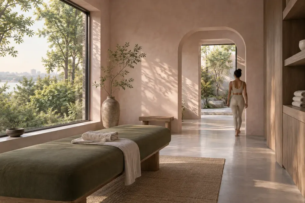 A bright wellness studio with open space for movement