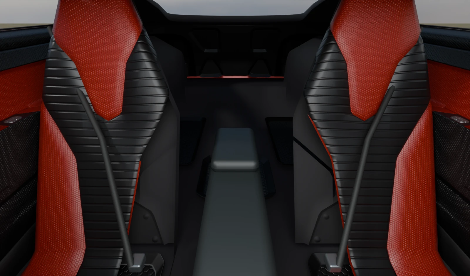 The two-seat Kestrel cabin with contoured upholstery, seat belts and a centre console