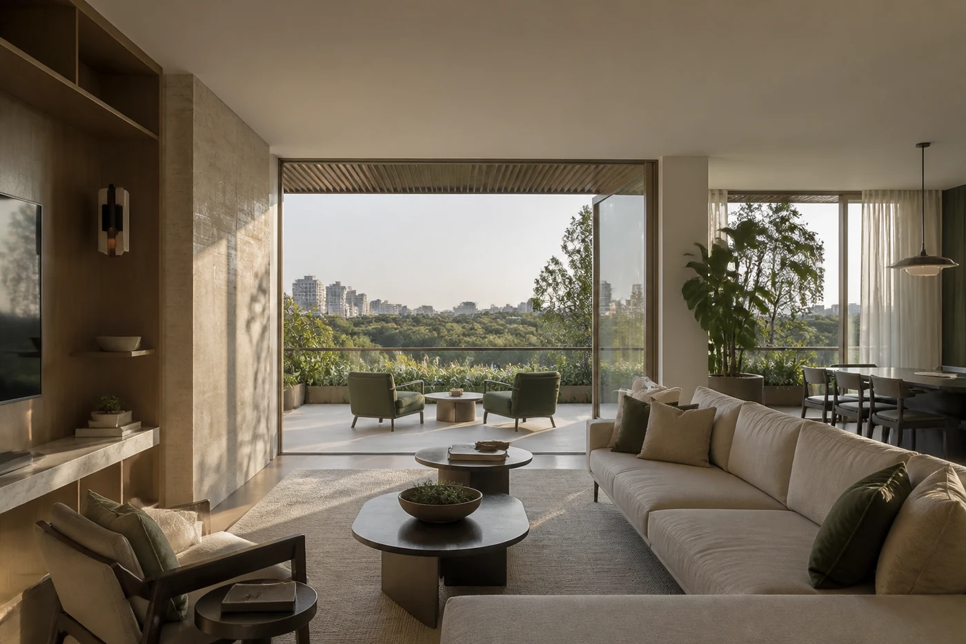 An open garden residence with warm materials and generous windows